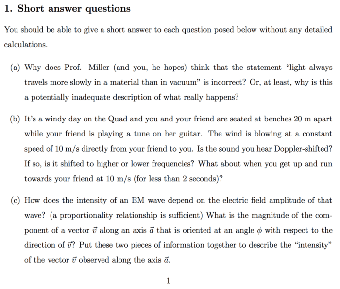 Umd short answer questions examples